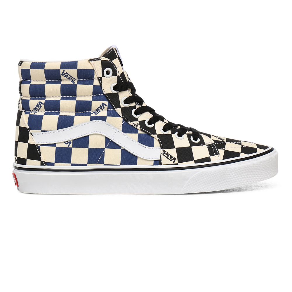 Vans Big Check Sk8-Hi - Kadın Bilekli Ayakkabı (Siyah Lacivert)